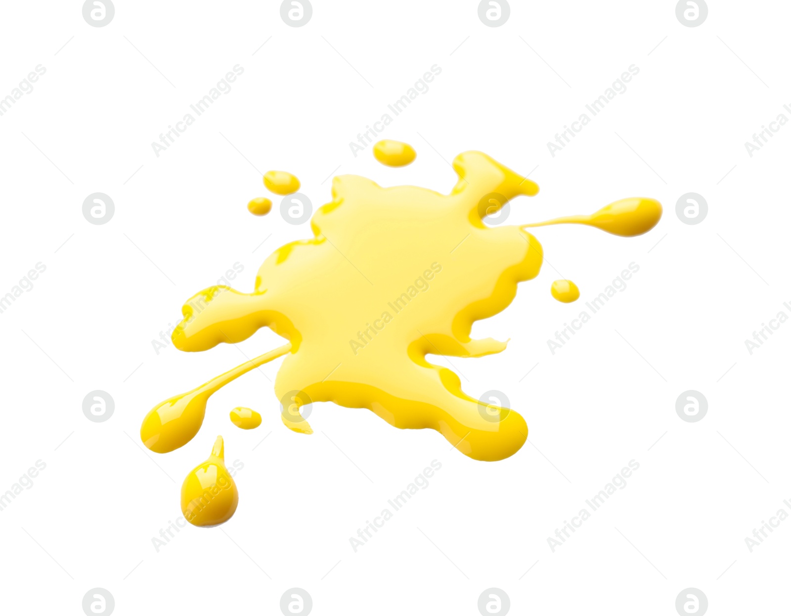 Photo of Blot of yellow printer ink isolated on white