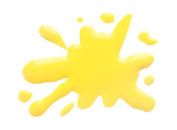 Photo of Blot of yellow printer ink isolated on white, top view