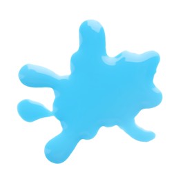 Photo of Blot of light blue printer ink isolated on white, top view