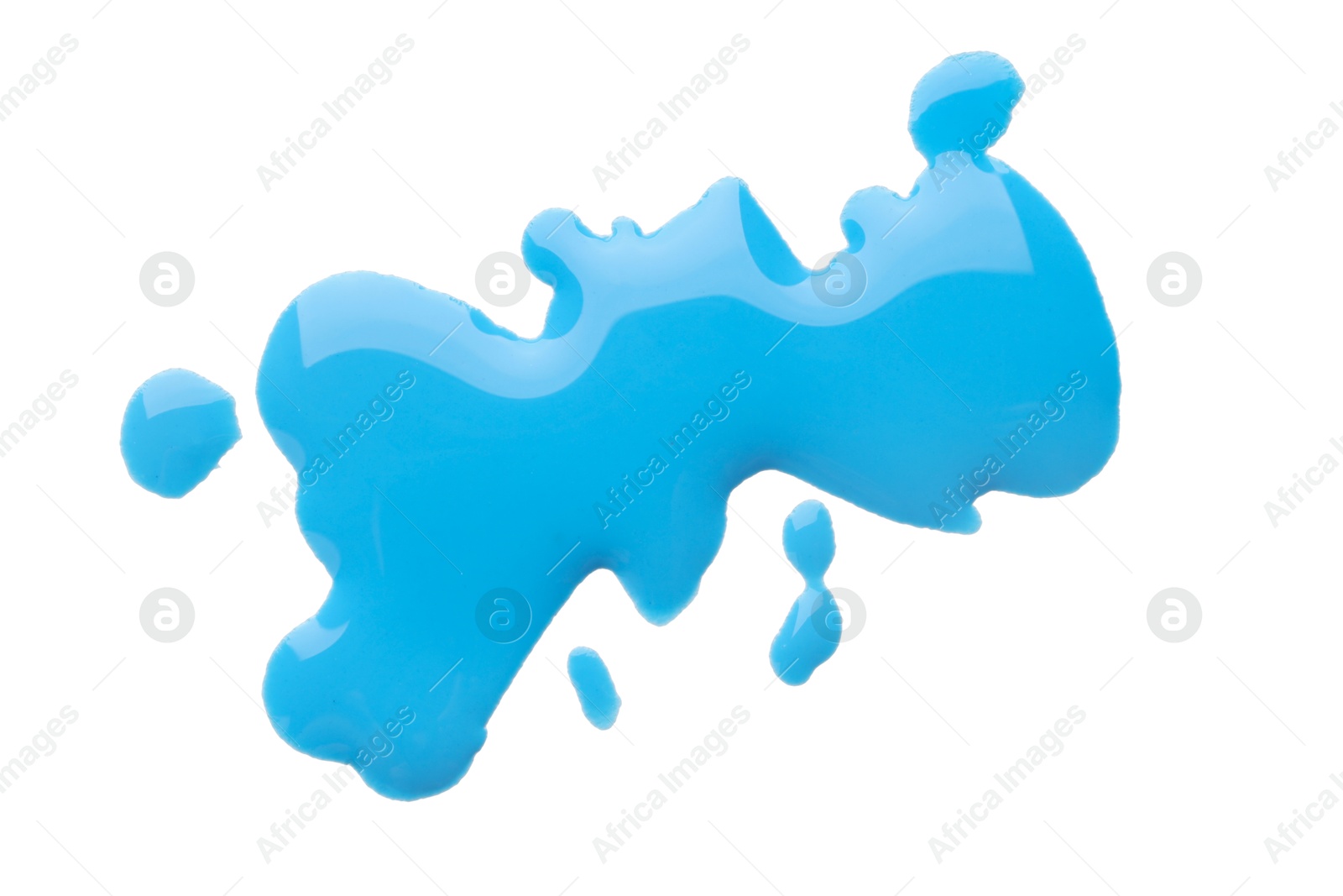 Photo of Blot of light blue printer ink isolated on white, top view