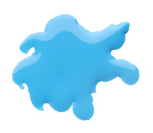 Photo of Blot of light blue printer ink isolated on white, top view