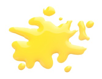 Photo of Blot of yellow printer ink isolated on white, top view