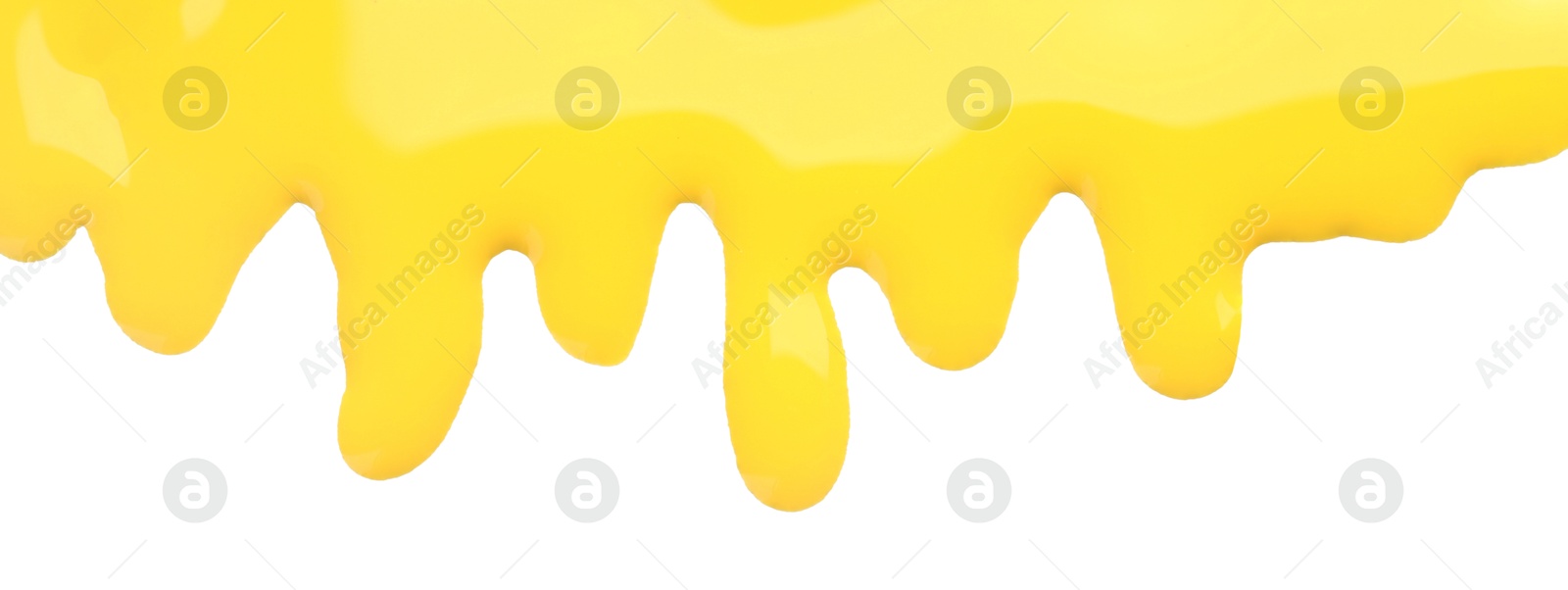 Photo of Sample of yellow printer ink isolated on white, top view