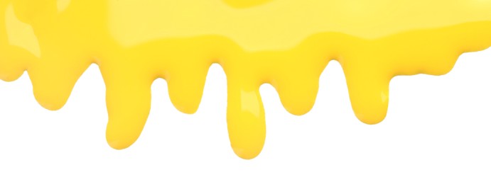 Sample of yellow printer ink isolated on white, top view