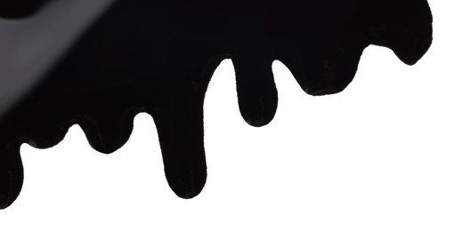 Sample of black printer ink isolated on white, top view