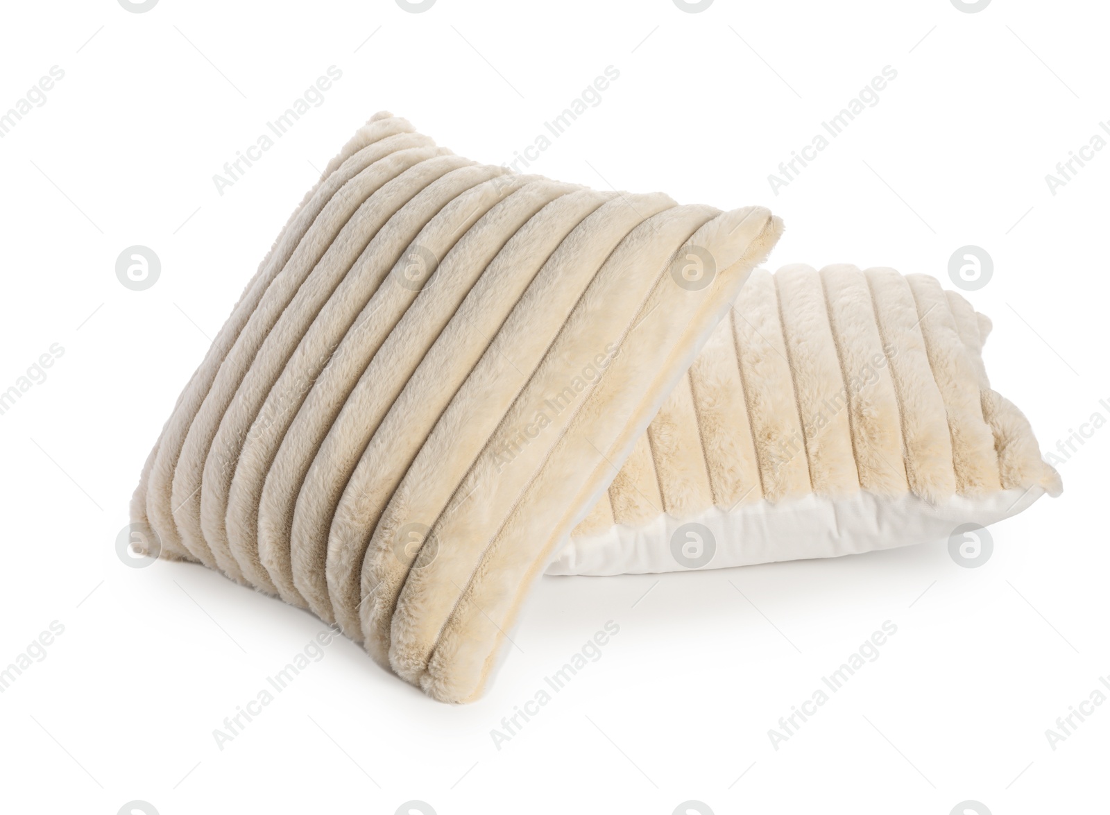 Photo of Two soft light pillows isolated on white