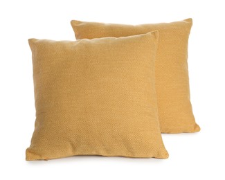 Two soft color pillows isolated on white