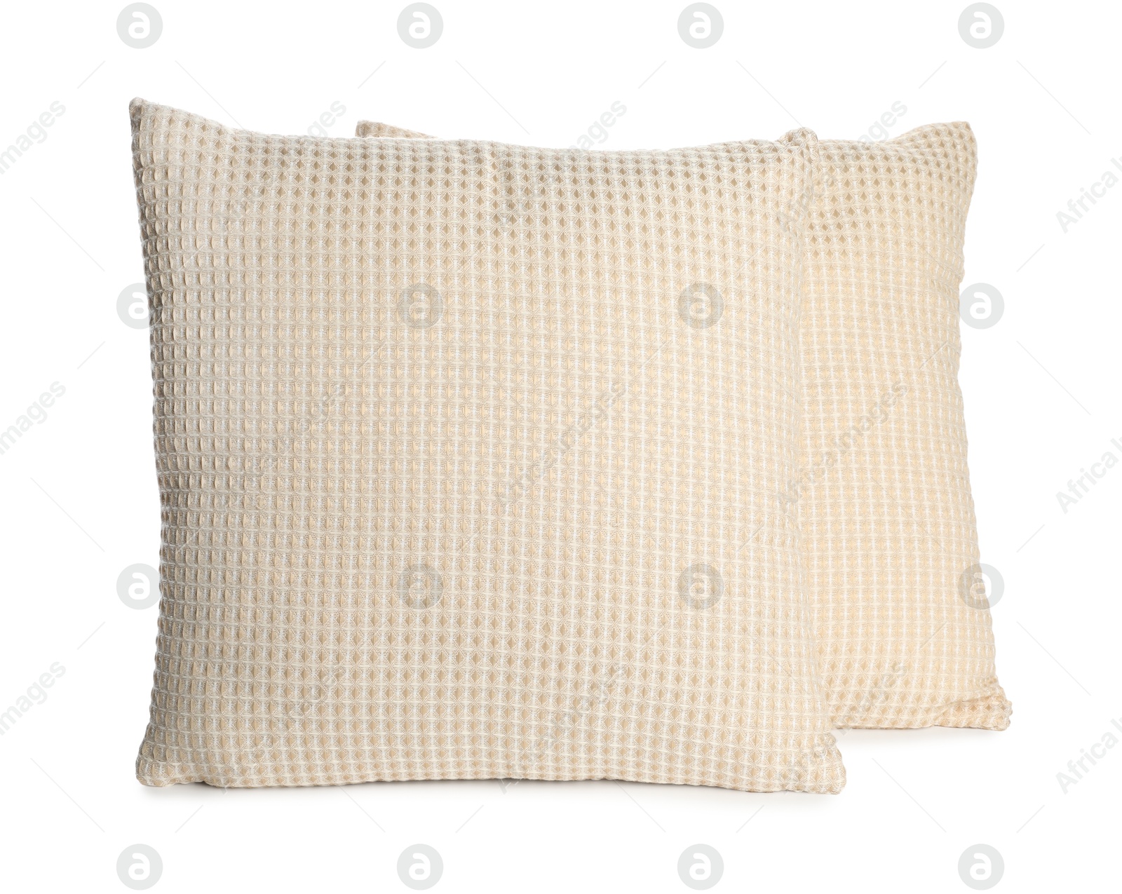 Photo of Two soft light pillows isolated on white