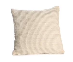 Photo of One soft light pillow isolated on white