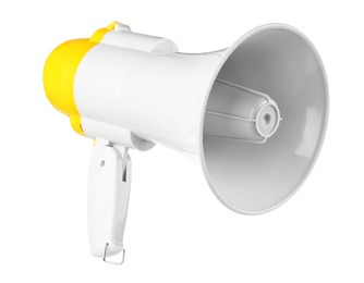 Photo of One wireless megaphone speaker isolated on white