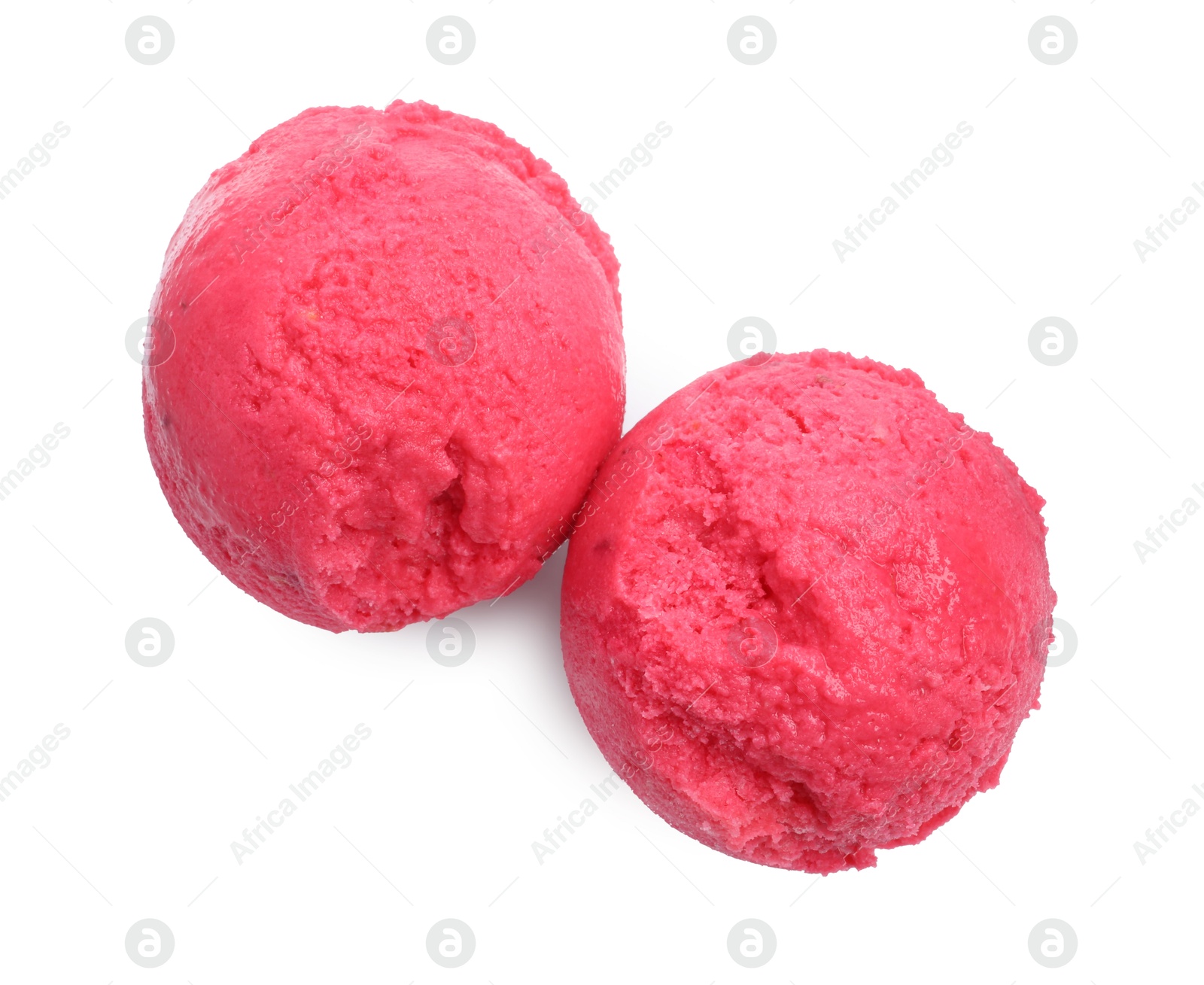 Photo of Scoop of delicious sorbet isolated on white, top view