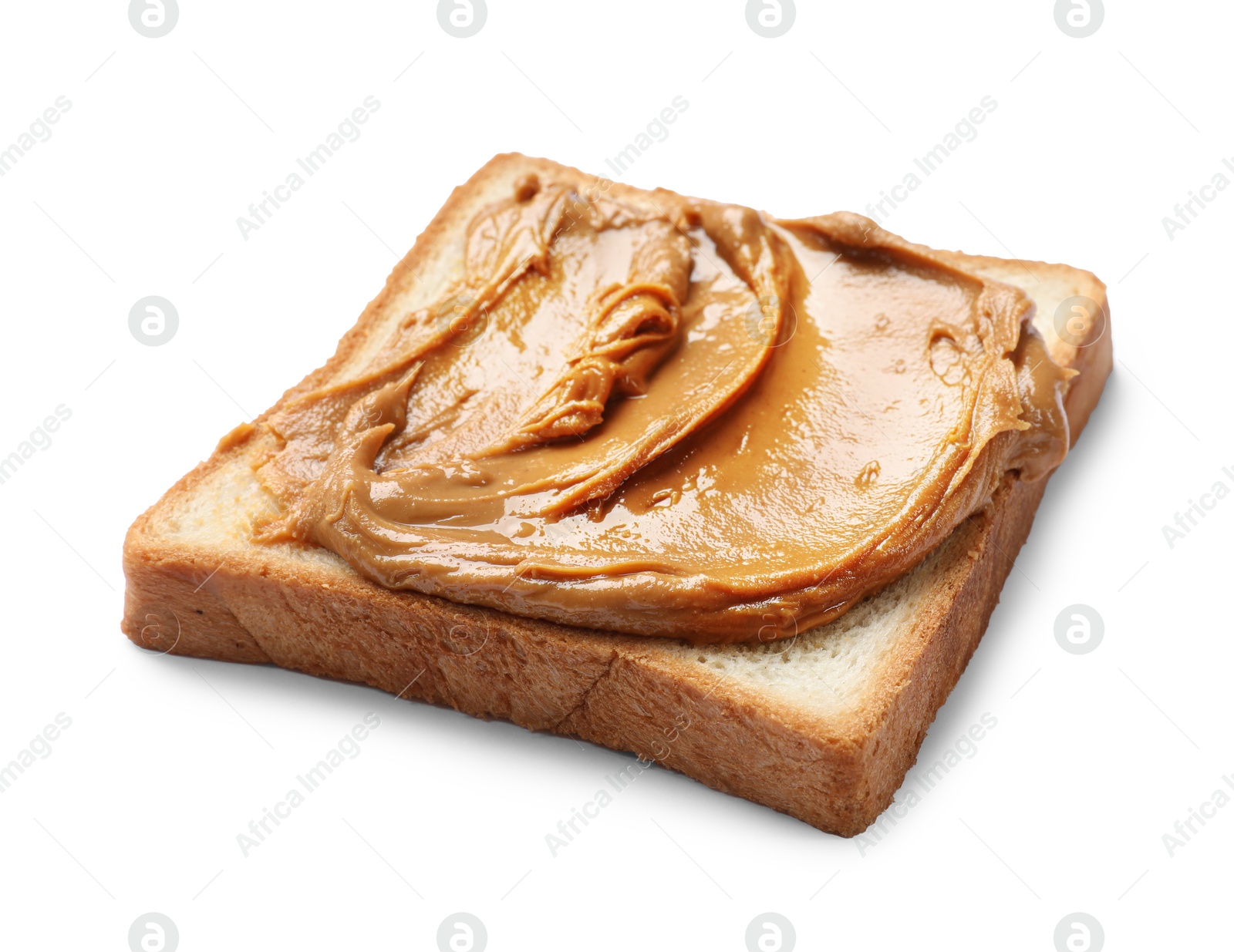 Photo of Delicious sandwich with peanut butter isolated white