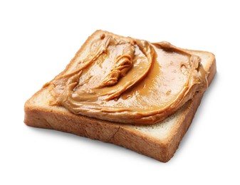 Photo of Delicious sandwich with peanut butter isolated white