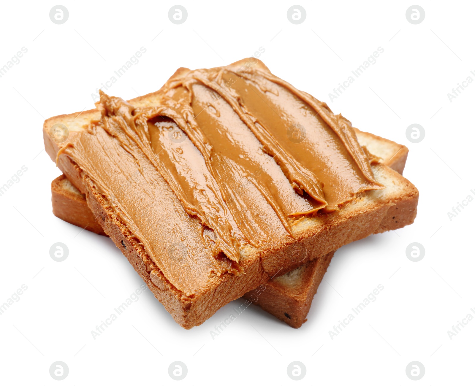 Photo of Delicious sandwich with peanut butter isolated white