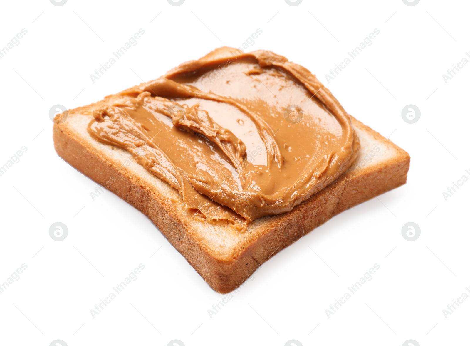 Photo of Delicious sandwich with peanut butter isolated white