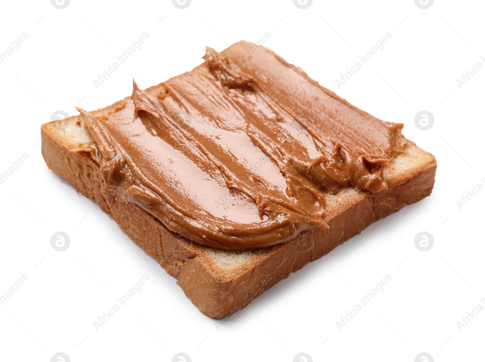 Photo of Delicious sandwich with peanut butter isolated white