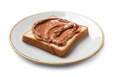 Photo of Delicious sandwich with peanut butter isolated white