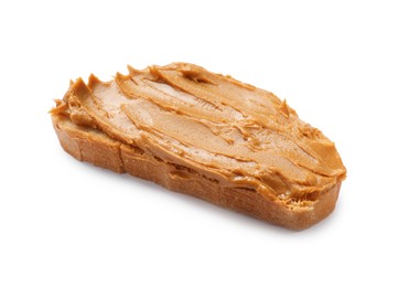 Photo of Delicious sandwich with peanut butter isolated white