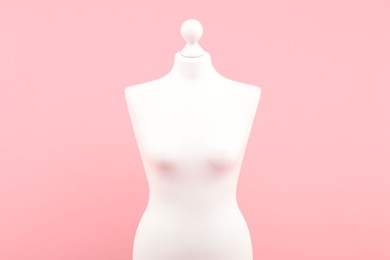 One stylish female mannequin on pink background