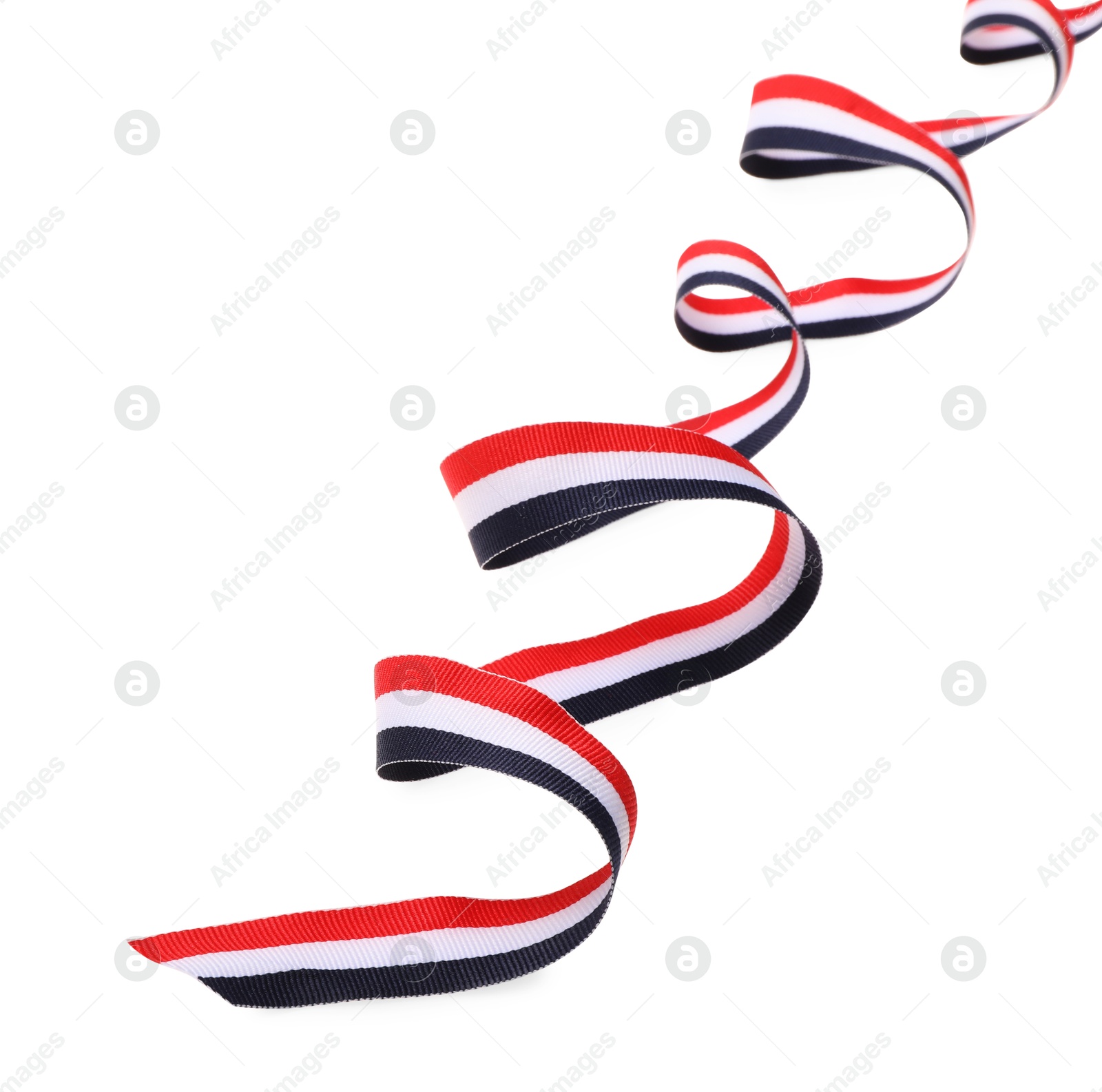 Photo of Ribbon in colors of Yemeni flag isolated on white