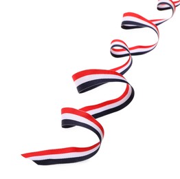 Photo of Ribbon in colors of Yemeni flag isolated on white