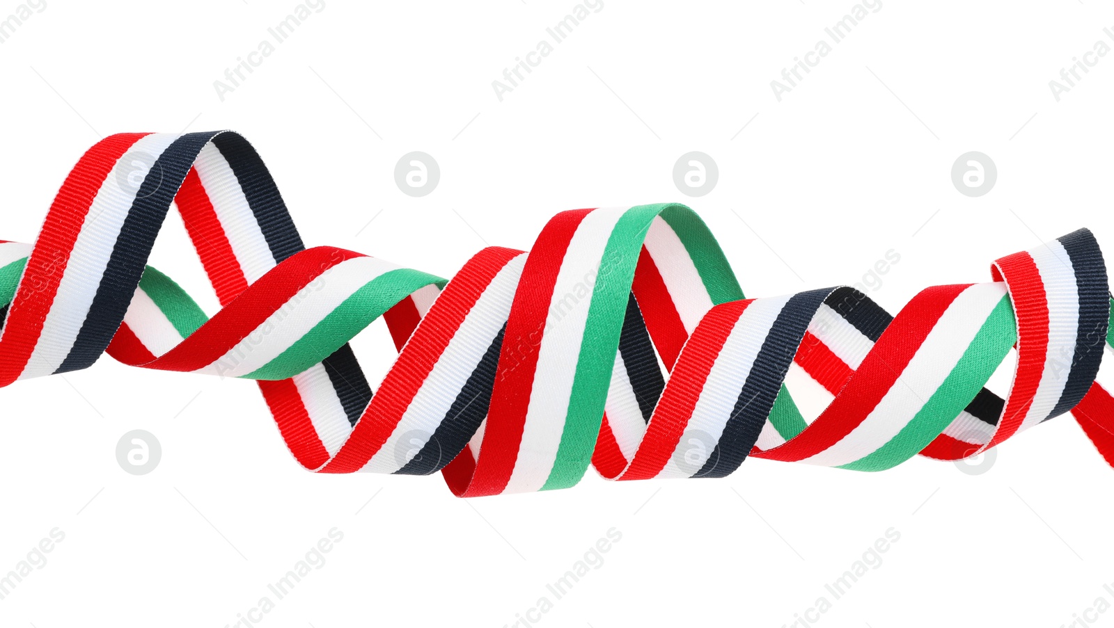 Photo of Ribbons in colors of different flags isolated on white, top view