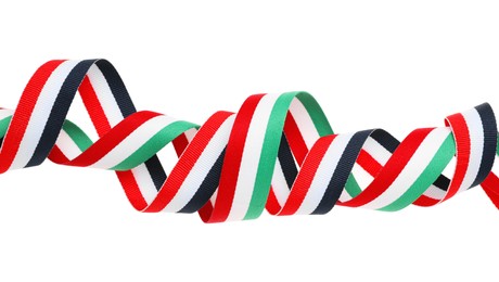 Ribbons in colors of different flags isolated on white, top view