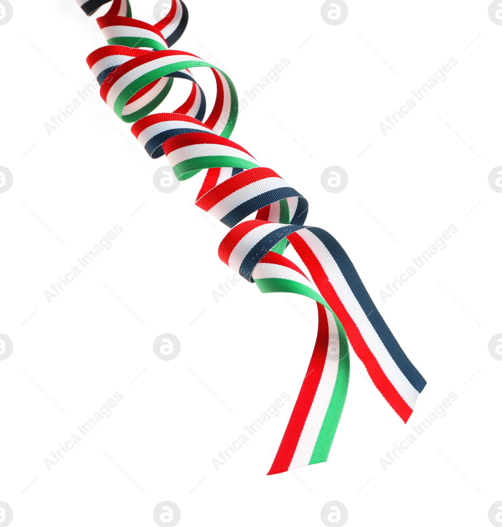 Photo of Ribbons in colors of different flags isolated on white