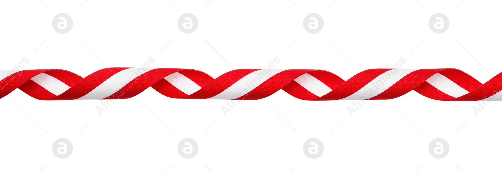 Photo of Ribbon in colors of Austrian flag isolated on white