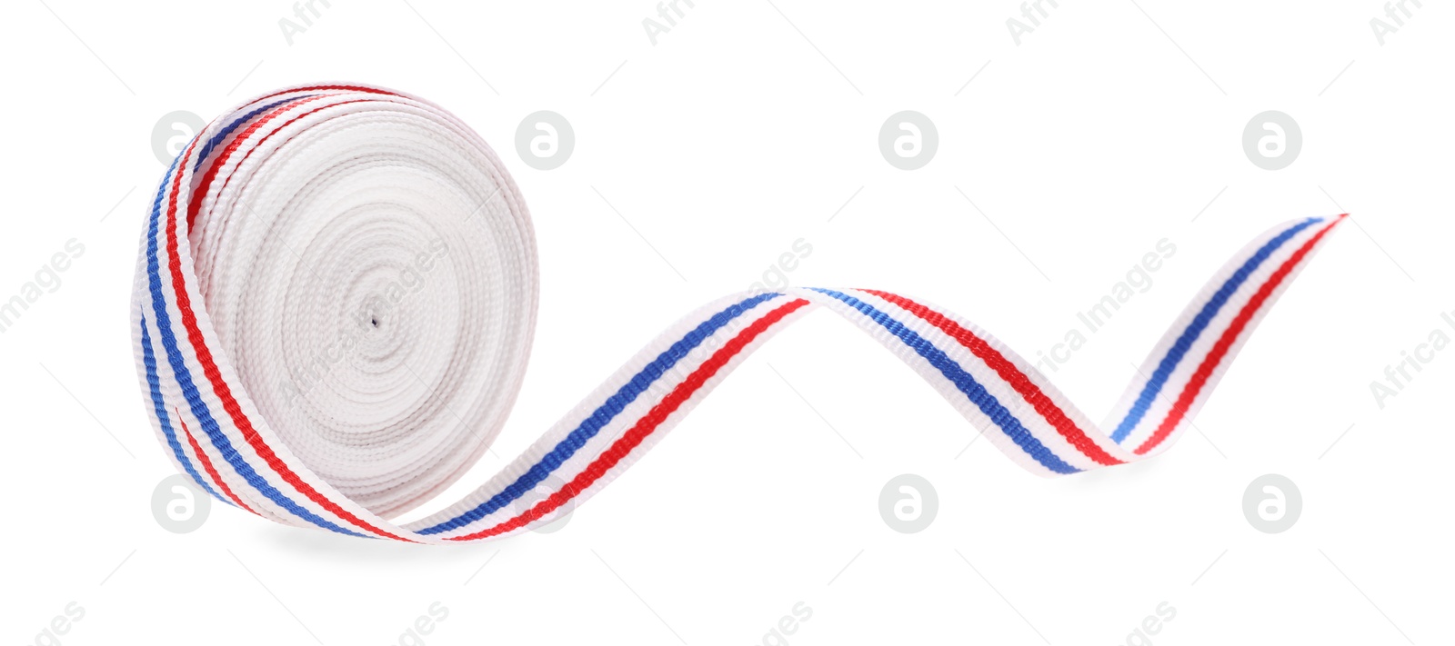 Photo of Ribbon in colors of Netherlands flag isolated on white