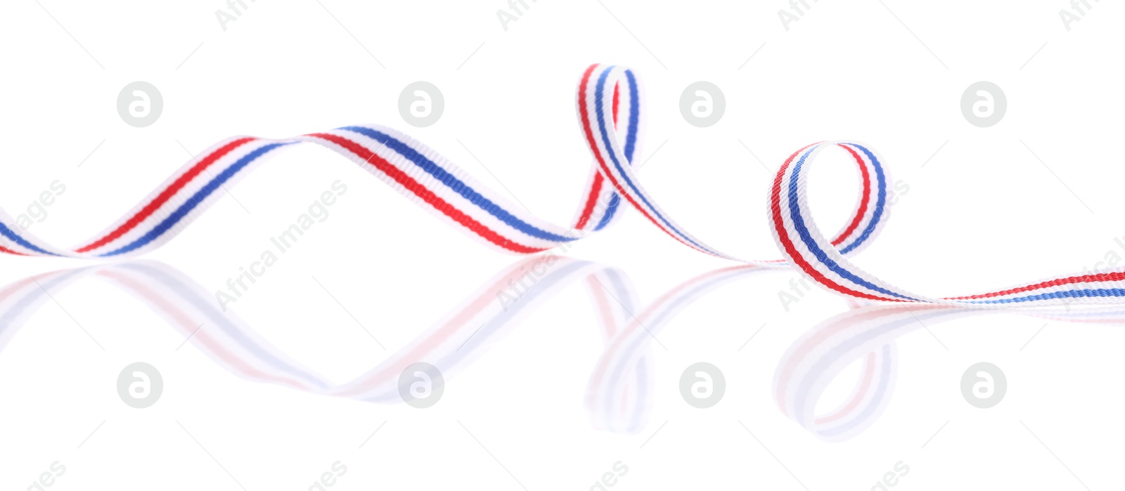 Photo of Ribbon in colors of Netherlands flag isolated on white