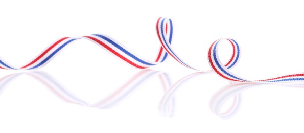 Ribbon in colors of Netherlands flag isolated on white