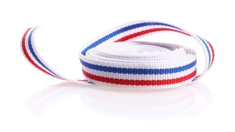 Ribbon in colors of Netherlands flag isolated on white