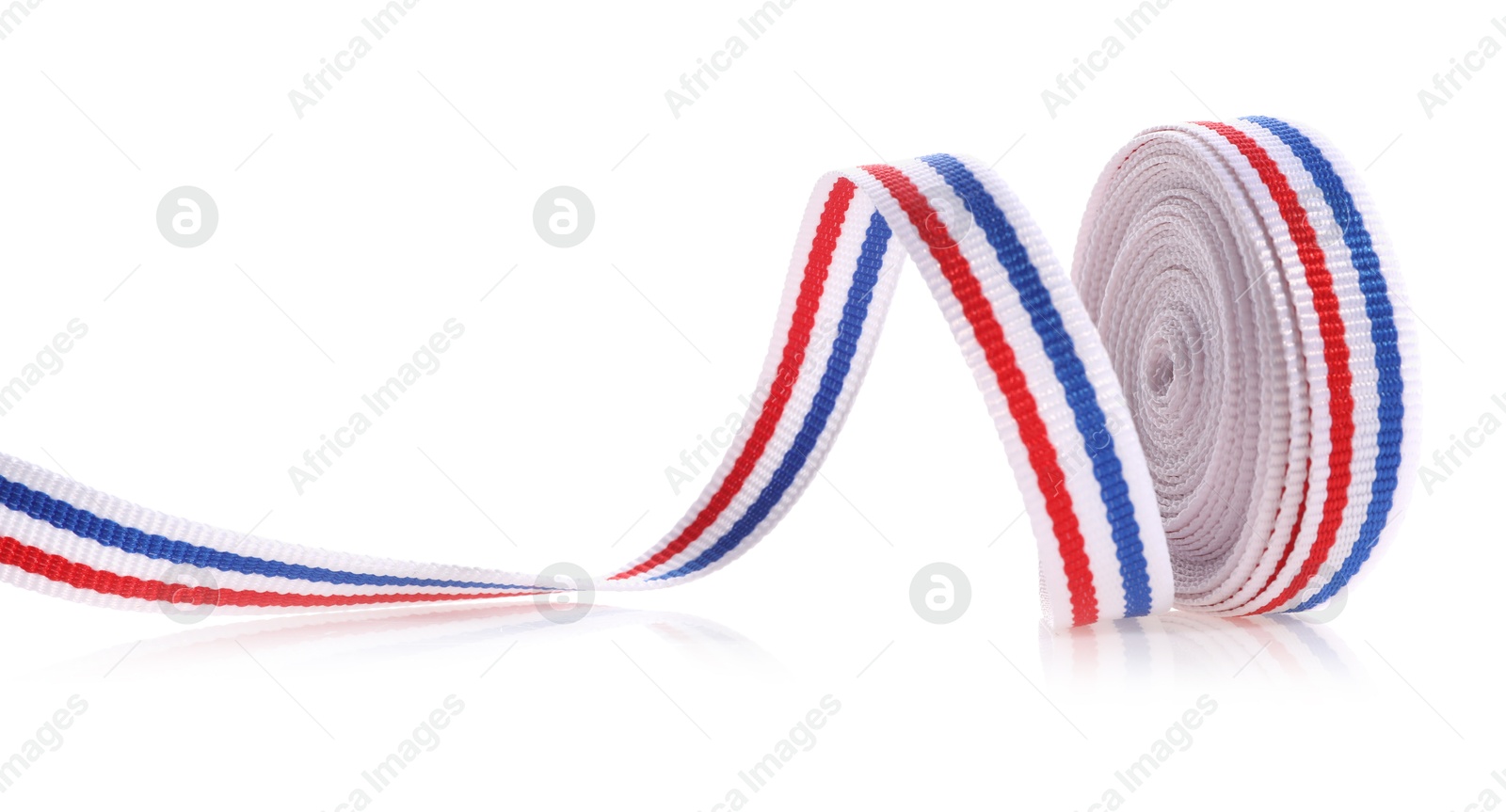 Photo of Ribbon in colors of Netherlands flag isolated on white