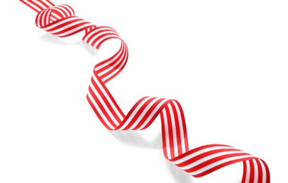 Photo of One bright striped ribbon isolated on white