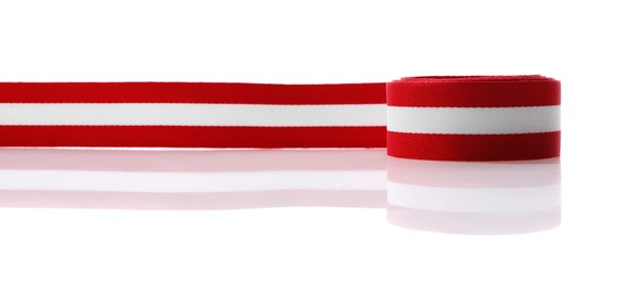 Ribbon in colors of Austrian flag isolated on white