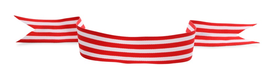 One striped ribbon isolated on white, top view