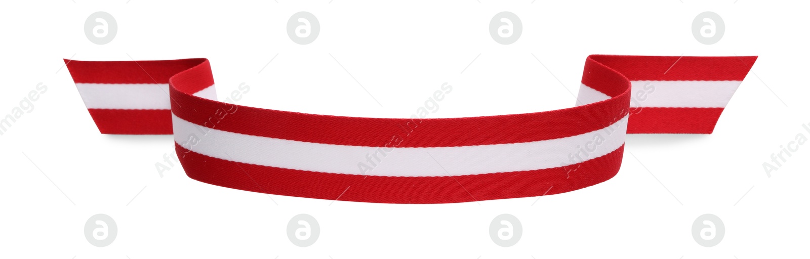 Photo of Ribbon in colors of Austrian flag isolated on white