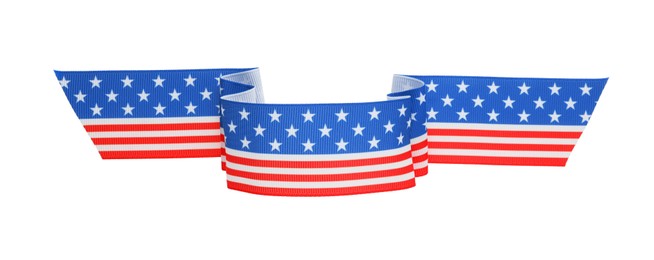 Ribbon in colors of American flag isolated on white