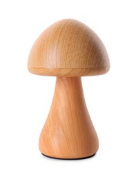 Photo of Decorative wooden mushroom figure isolated on white