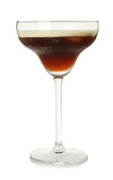 Photo of Espresso Martini cocktail in glass isolated on white