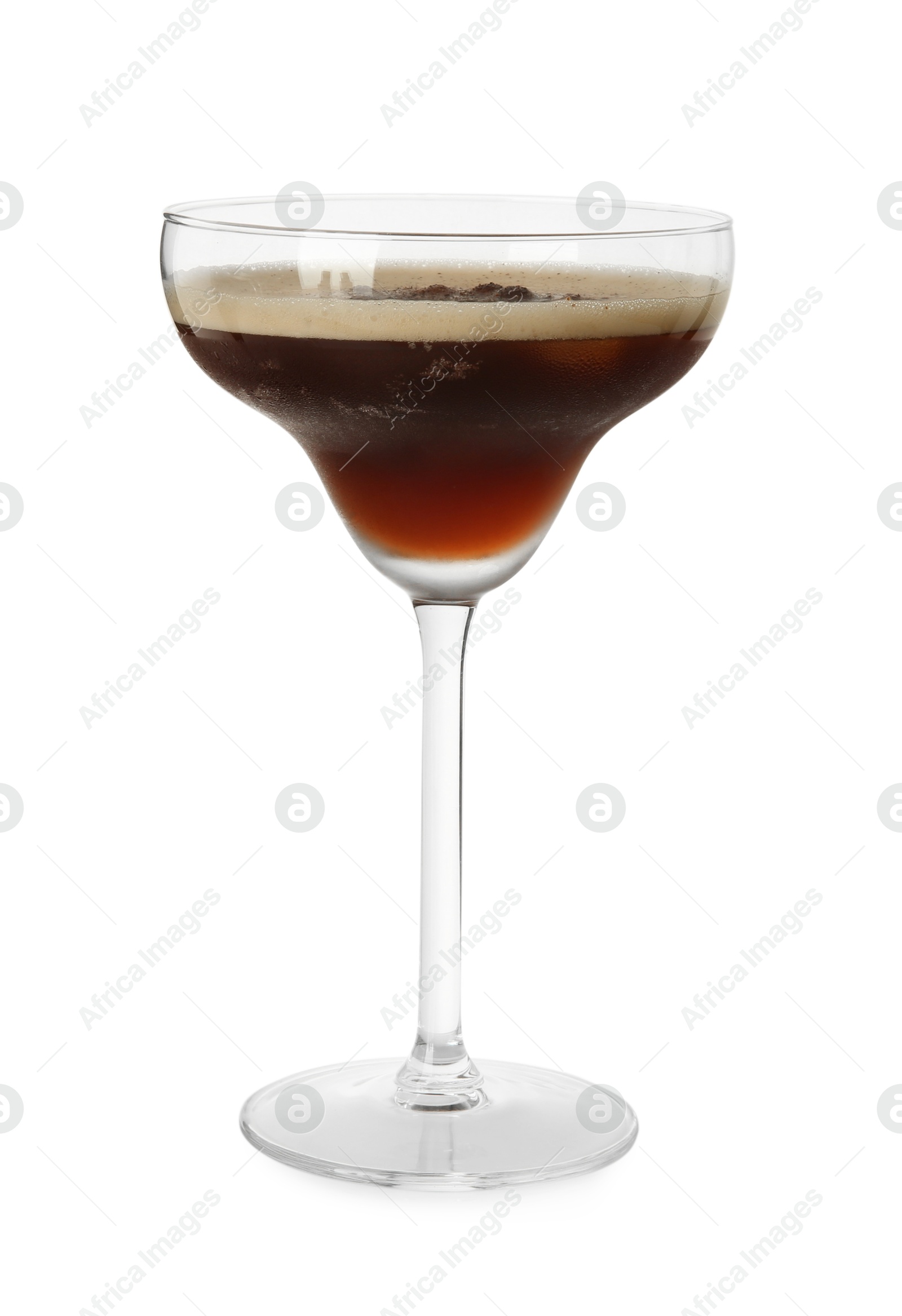 Photo of Espresso Martini cocktail in glass isolated on white