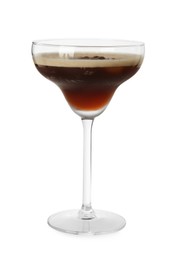 Photo of Espresso Martini cocktail in glass isolated on white