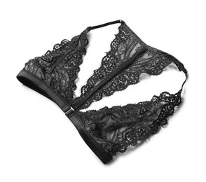 Photo of Elegant black lace women's underwear isolated on white