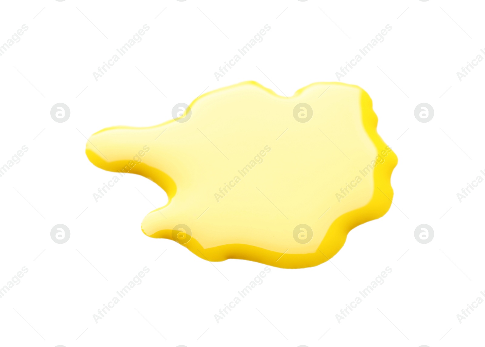 Photo of Blot of yellow printer ink isolated on white