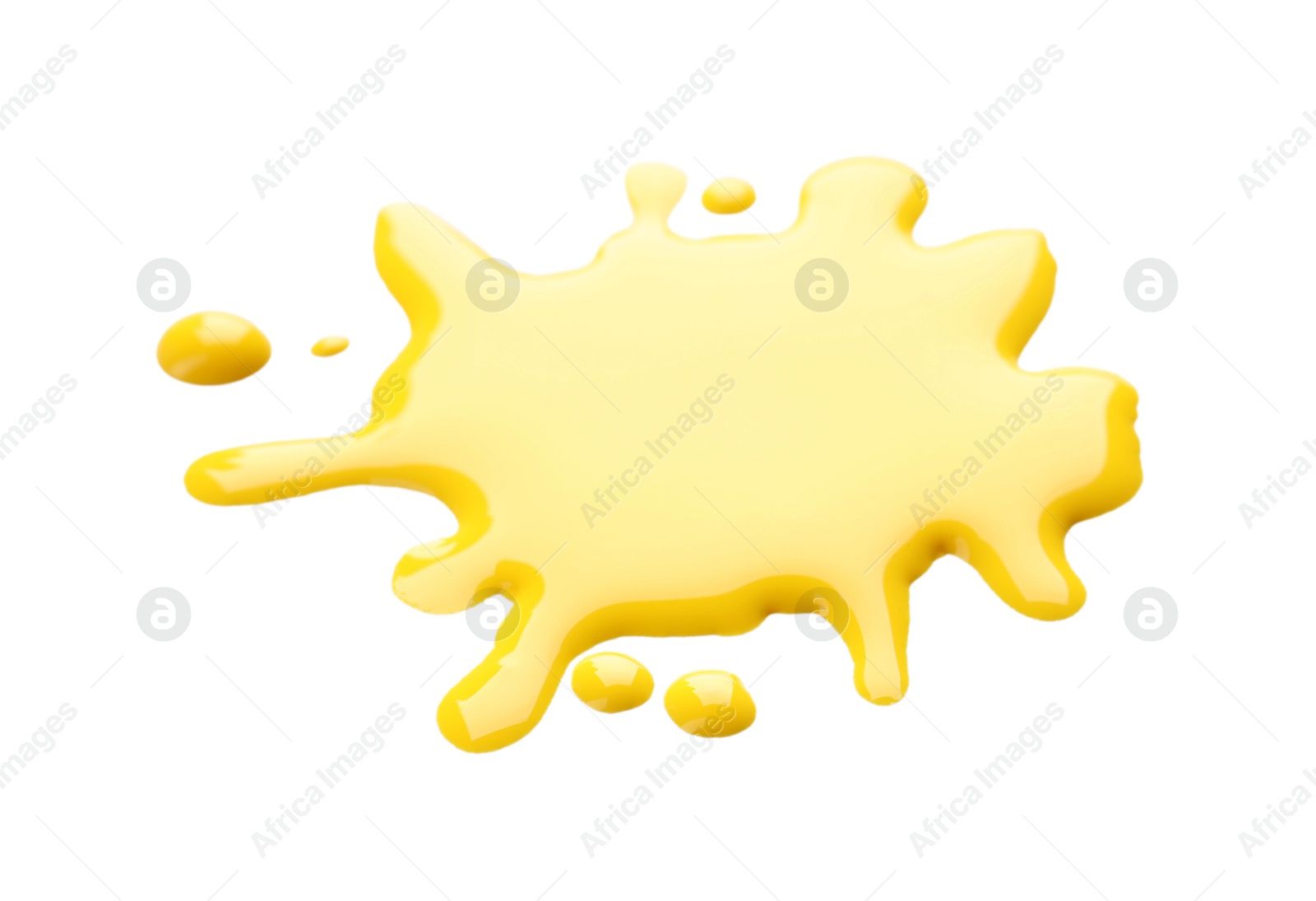 Photo of Blot of yellow printer ink isolated on white