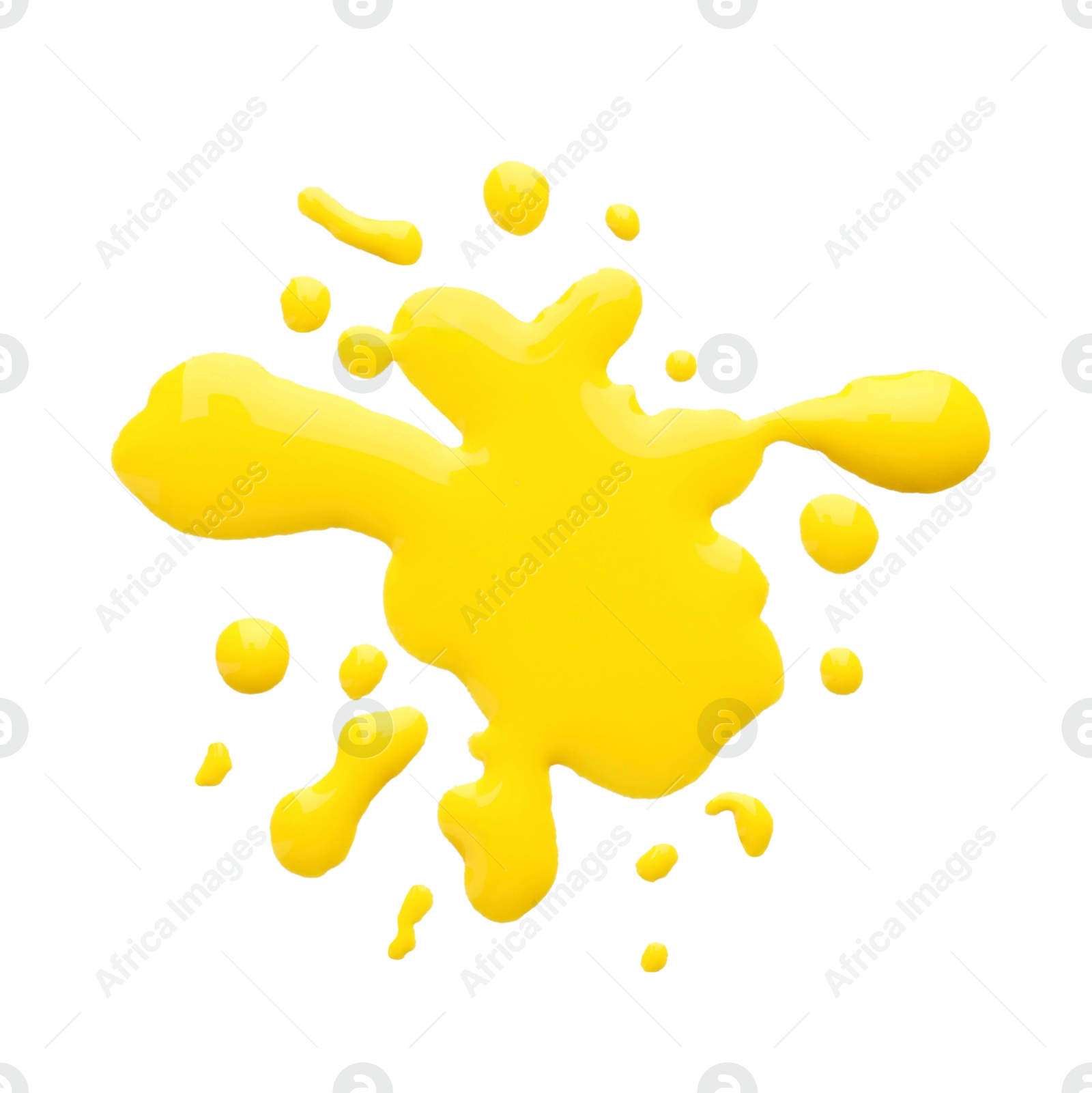 Photo of Blot of yellow printer ink isolated on white, top view