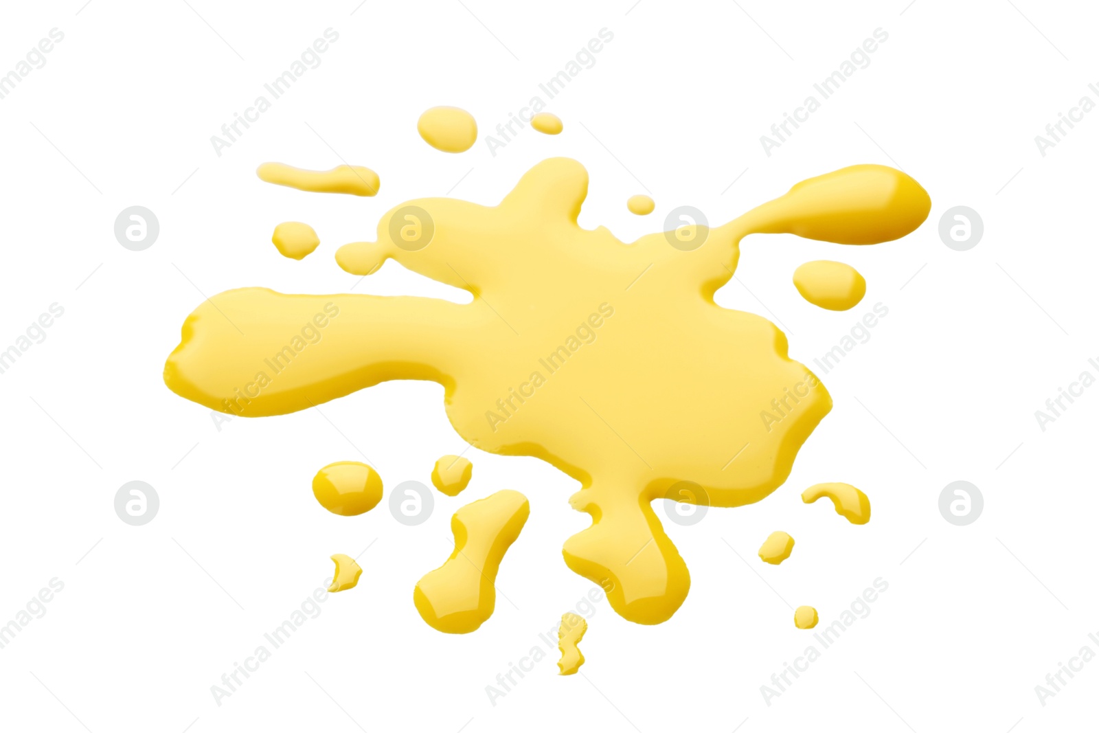 Photo of Blot of yellow printer ink isolated on white