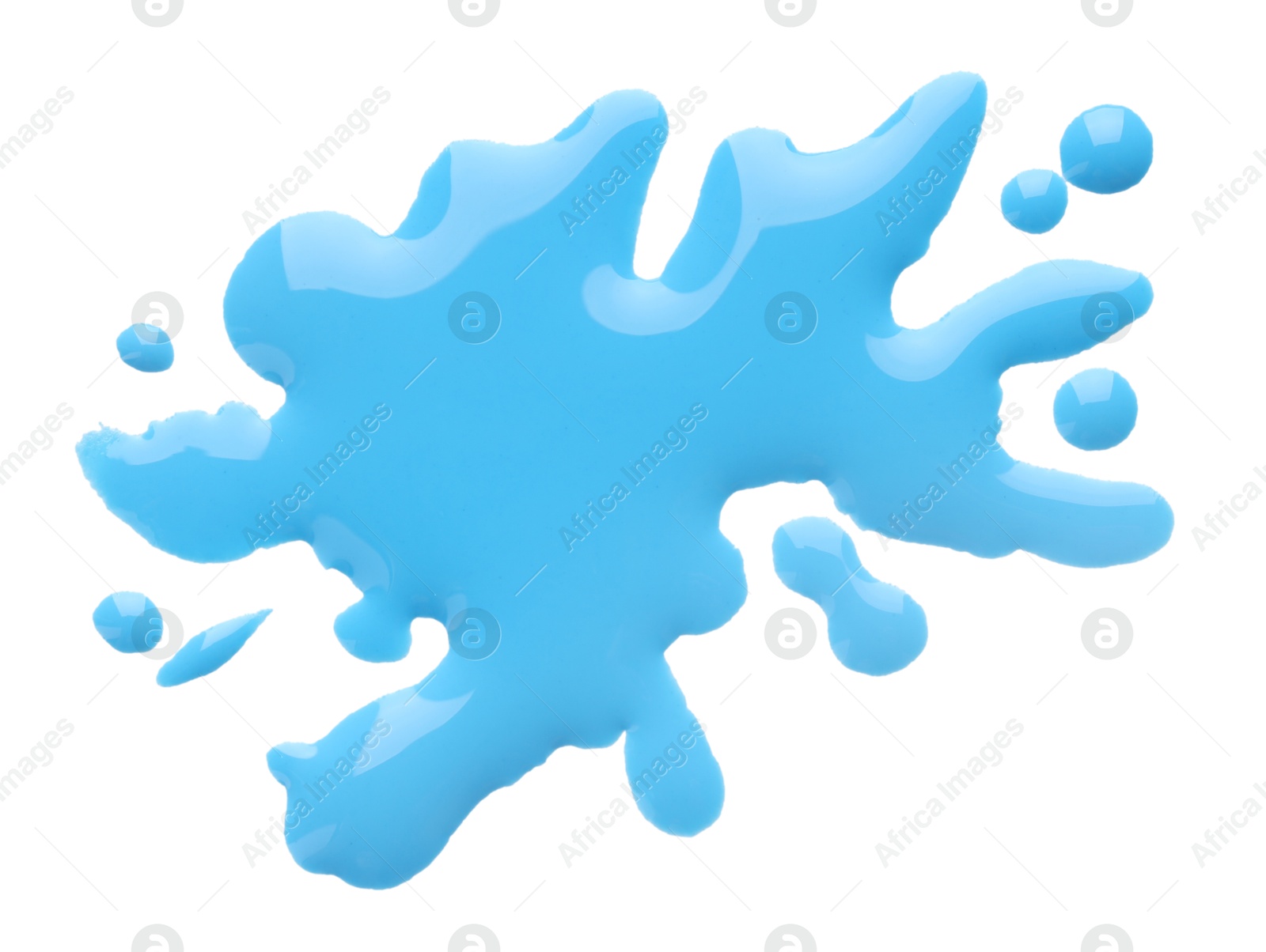 Photo of Blot of light blue printer ink isolated on white, top view