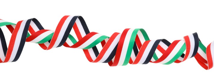 Ribbons in colors of different flags isolated on white, top view